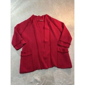 Focus Casual Red Waffle Knit Cardigan Jacket Sweater Large Lagenlook Artsy